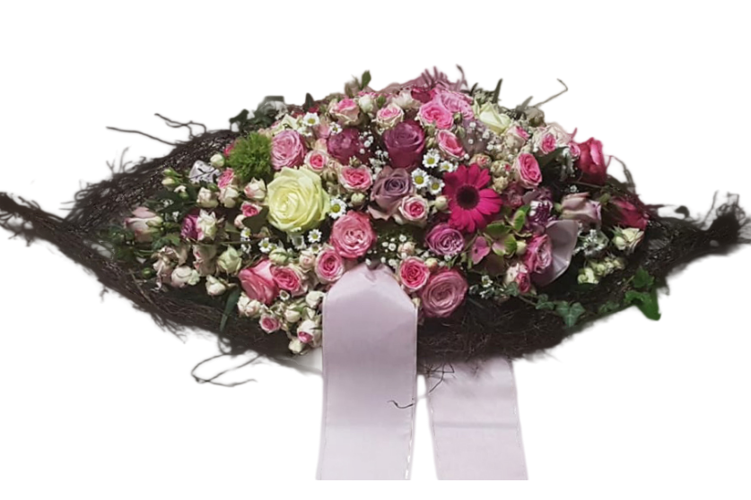 Gesteck_Flach_-_Rosen_-_Weiss_Altrosa_Rosa_-_Frau
