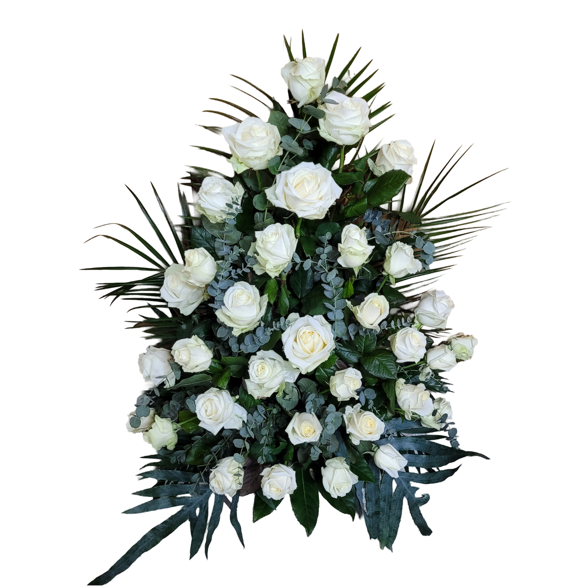 Gesteck_Hoch-_Nur_Rosen_-_Eucalyptus