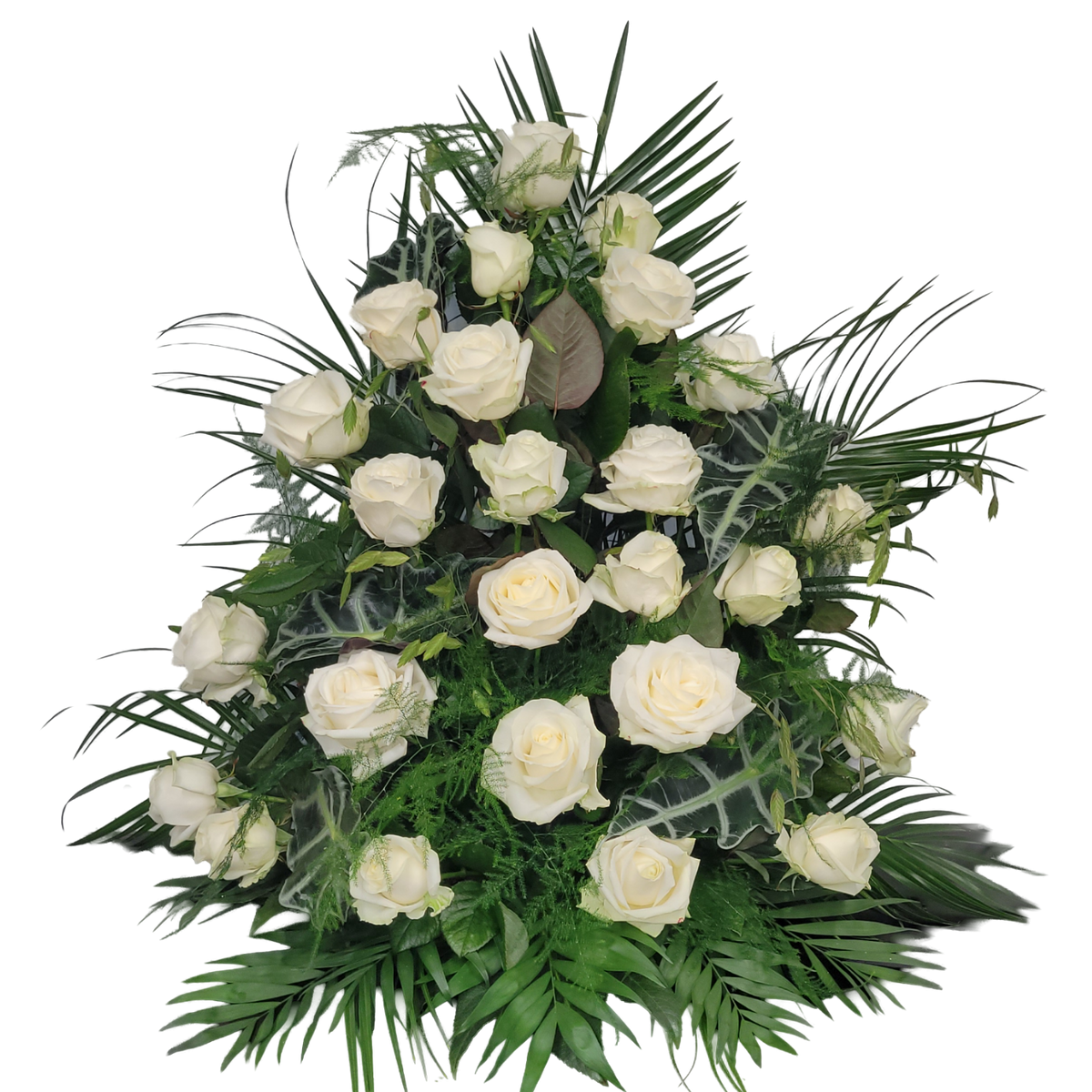 Gesteck_Hoch_-_Nur_Rosen_-_Weiss