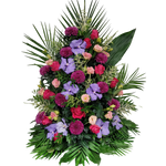 Gesteck_Hoch_-_Chrysanthemen_Vanda_Orchiedea_Rosen_Eustoma_Astilbe_-_Flieder_Lila_Pink_Weiss_Lachs_-_Exoten