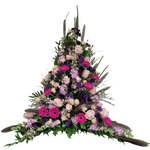 Gesteck_Hoch_-_Gerbera_Calla_Rosen_Statice_Levkoje_Ginster_-_Creme_Schwarz_Pink_Lila_-_Exoten