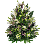Gesteck_Hoch_-_Lilien_Loewenmaul_Santini_Calla_-_Weiss_Rosa_Schwarz_-_Exoten