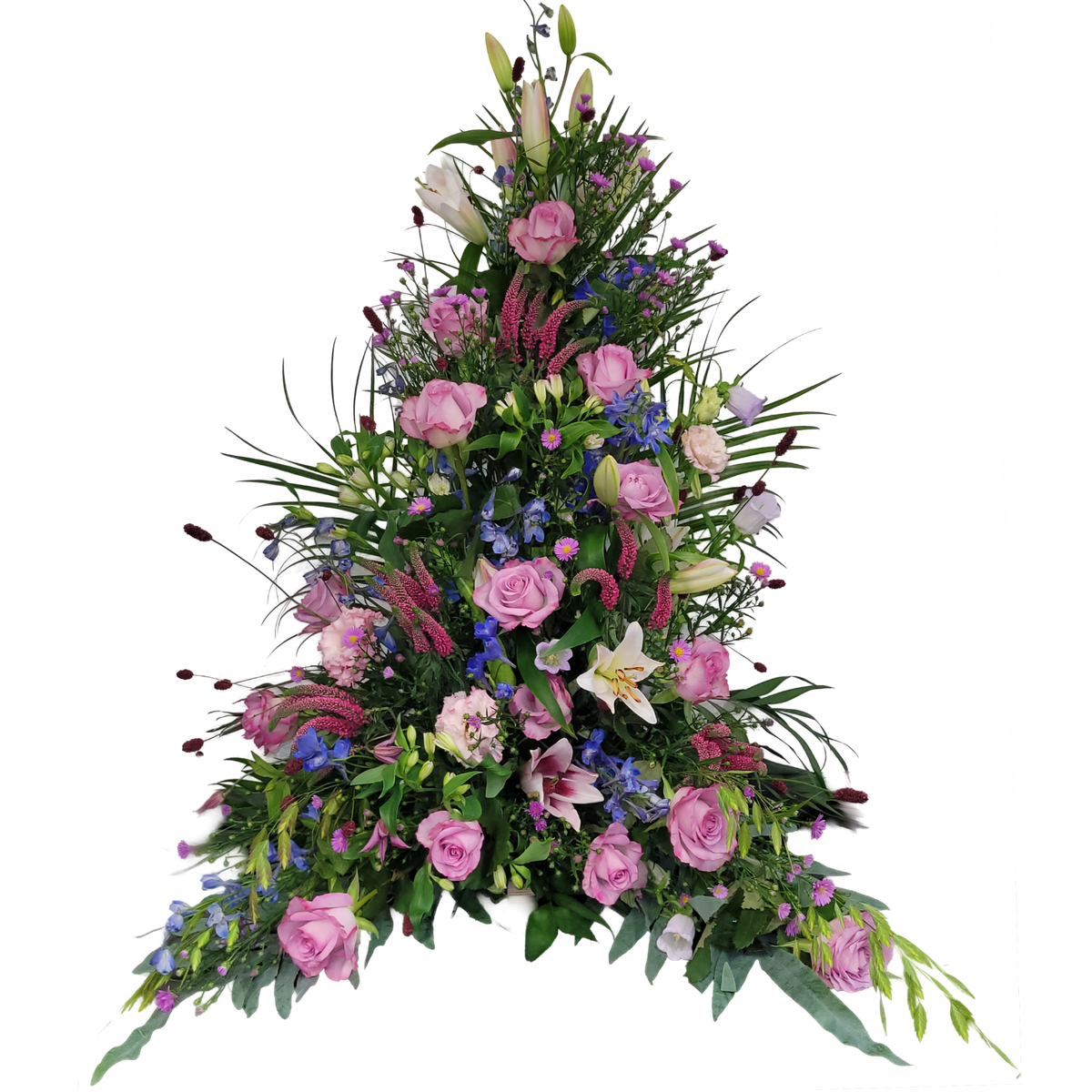 Gesteck_Hoch_-_Rosen_Nelken_Orchiedea_Lilien_Septemberkraut_Lilien_Veronika_Alstromerie_Campanula_Eustoma_-_Flieder_Blau_Rosa_Lila_Weiss