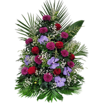 Gesteck_Hoch_-_Vanda-_Orchiedea_Chrysantheme_Rose_Astilbe_Schleierkraut_-_Lila_Flieder_Rot_Weiss_-_Exoten
