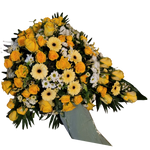 Gesteck_Mittel_-_Rosen_Gerbera_Chrysanthemen_-_Gelb_Weiss
