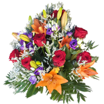 Grabstrauss_-_Lilien_Eustoma_Limonium_Rosen_-_Rot_Orange_Lila_Weiss_-_Sommer