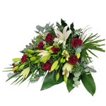 Grabstrauss_-_Nelken_Eucalyptus_Lilien_-_Weiss_Rot