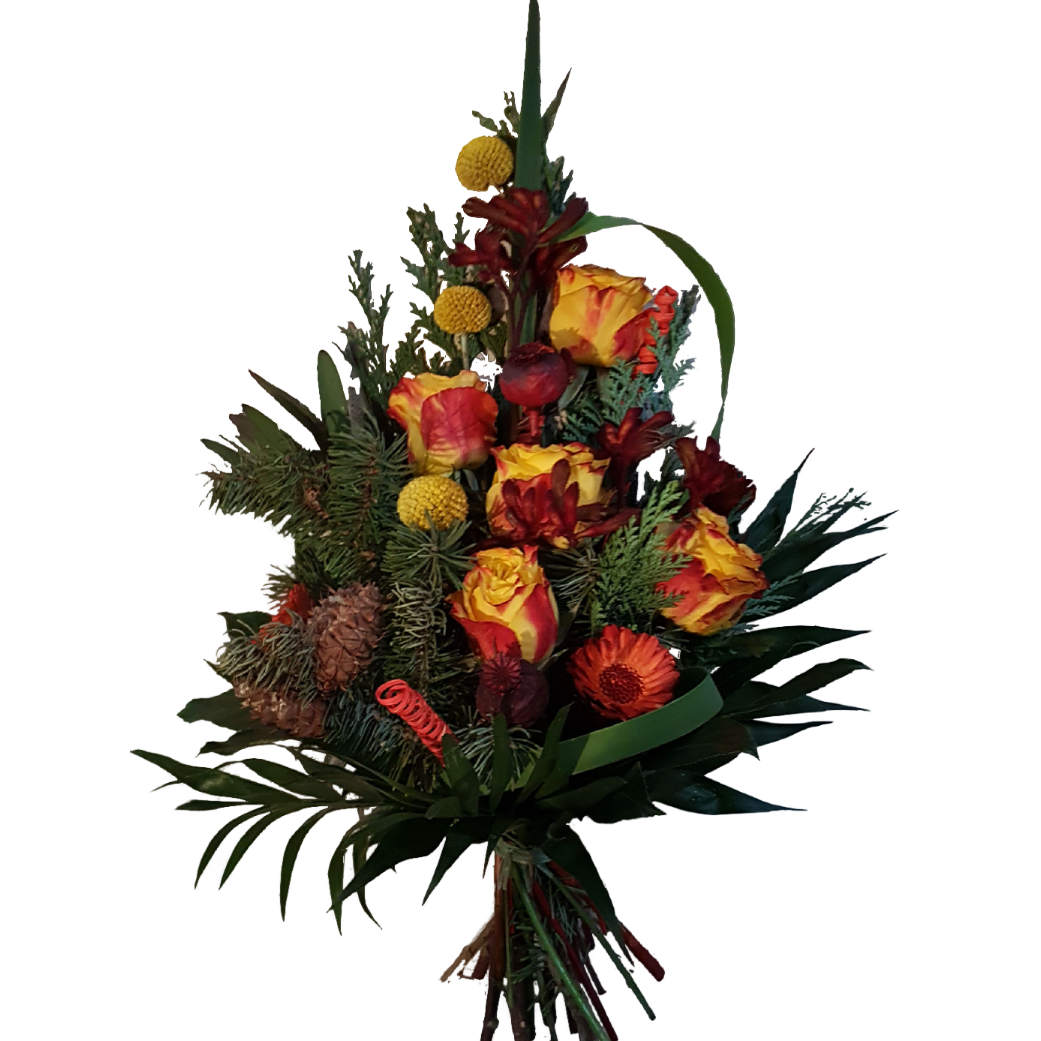 Grabstrauss_-_Rosen_-_Orange_rot