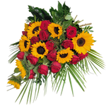 Grabstrauss_-_Sonnenblumen_Rosen_-_Rot_Gelb