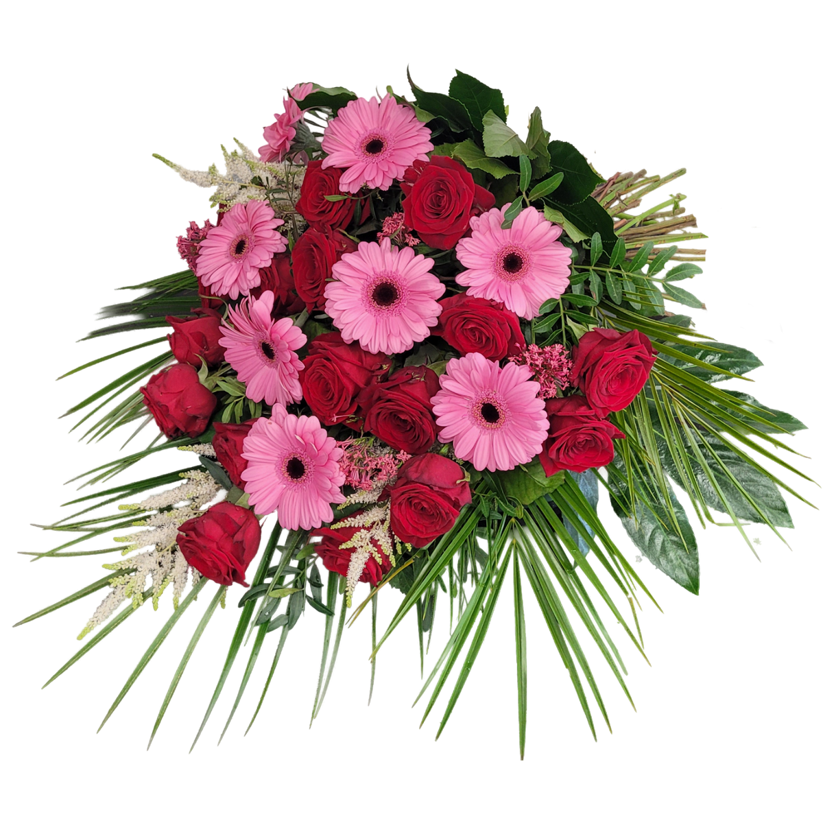 Grabstrauss_-_Verbene_Astilbe_Rosen_Gerbera_-_Rot_Rosa_Weiss
