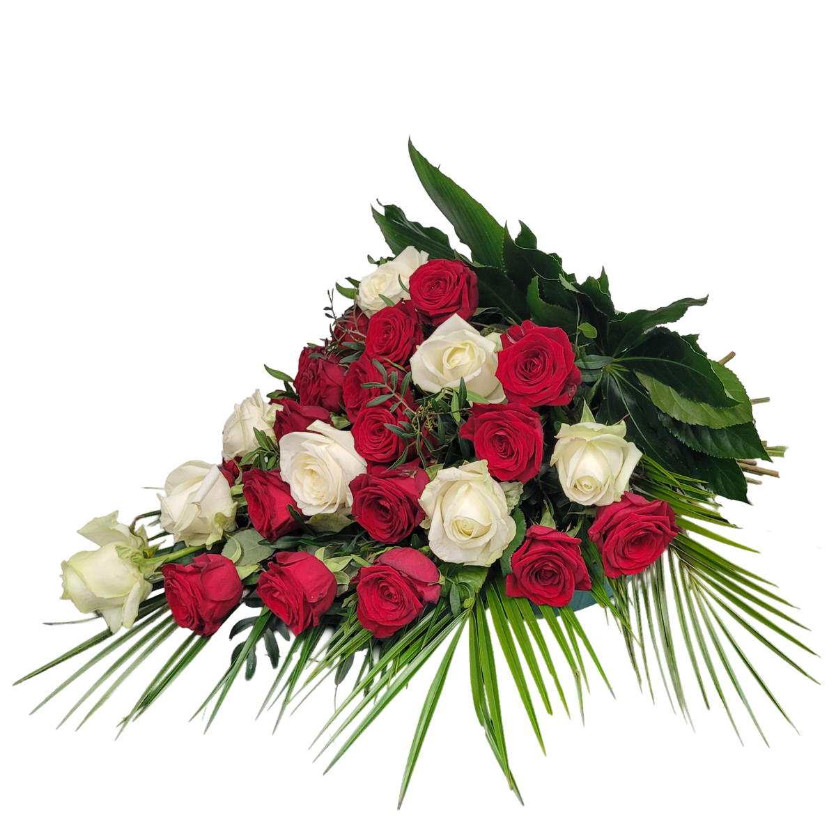 Grabstrauss_-_nur_Rosen_-_Rot_Weiss