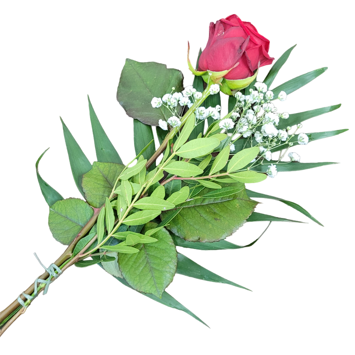 Handblume_Rote_Rose_mit_Beiwerk