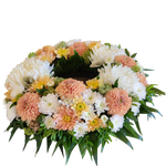 Kranz blumig_-_Nur_Chrysanthemen_-_Apricot_Creme_-Herbst_