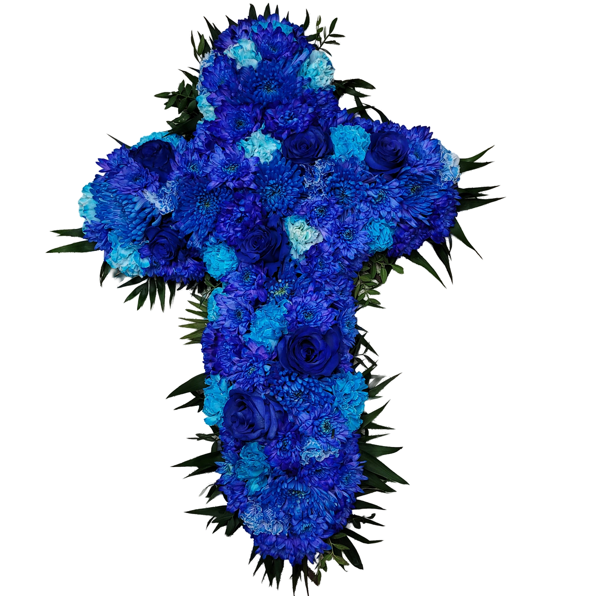 Kreuz_-_Rosen_Nelken_Chysanthemen_-_Blau