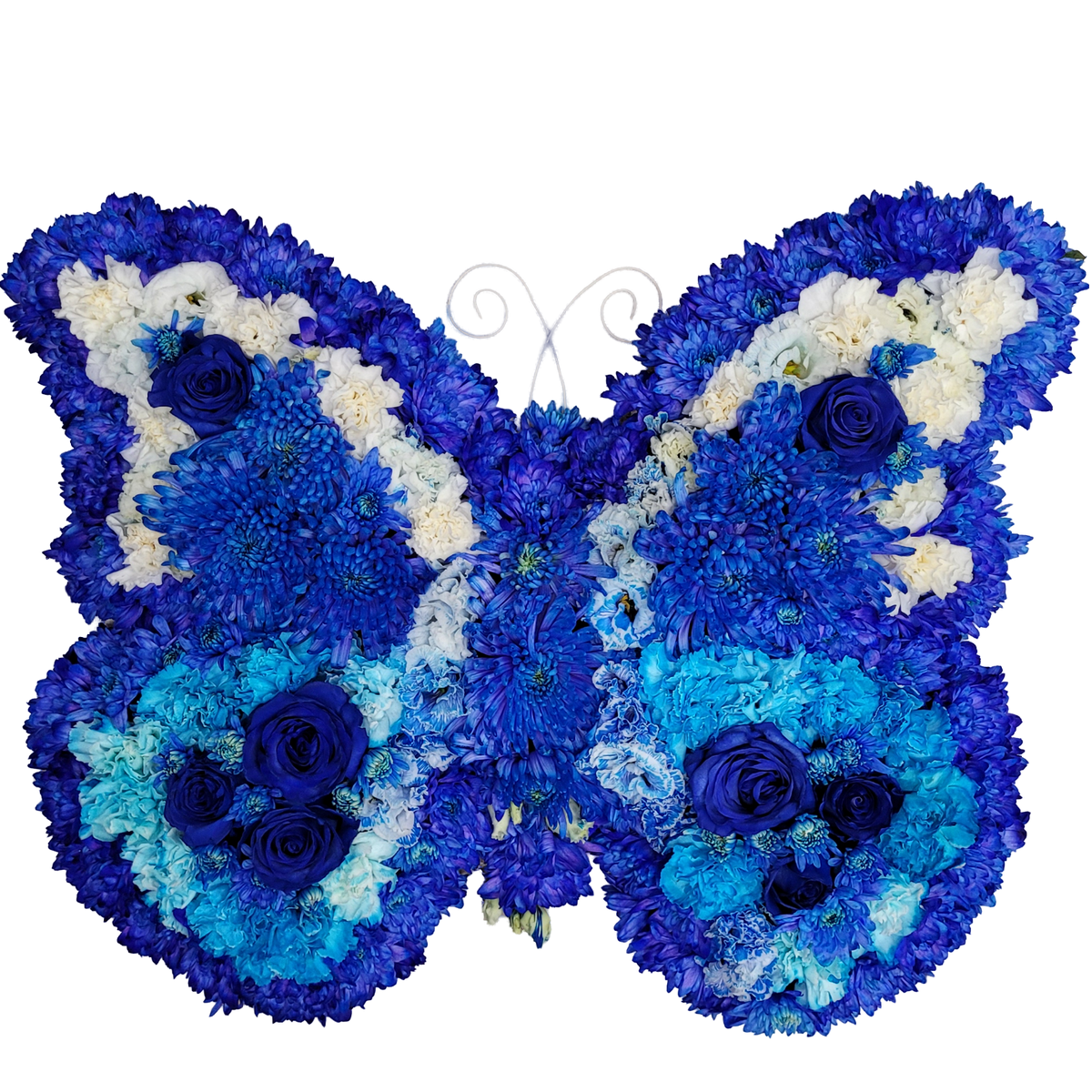Schmetterling_-_Eustoma_Nelken_Rosen_Chrysanthemen_-_Blau_Weiss