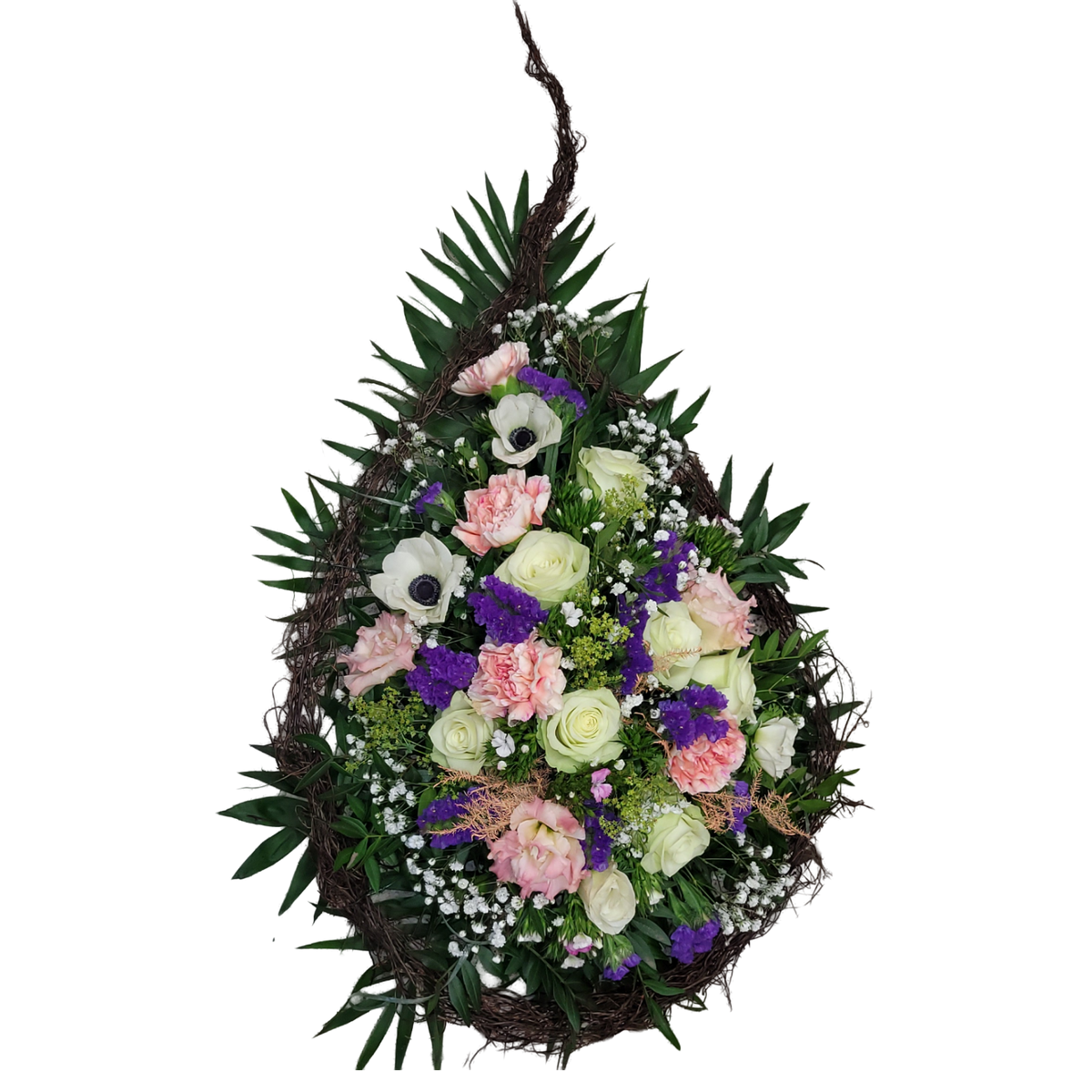Traene_-_Statice_Nelken_Rosen_Eustoma_Schleierkraut_Annemone_-_Apricot_Weiss_Blau