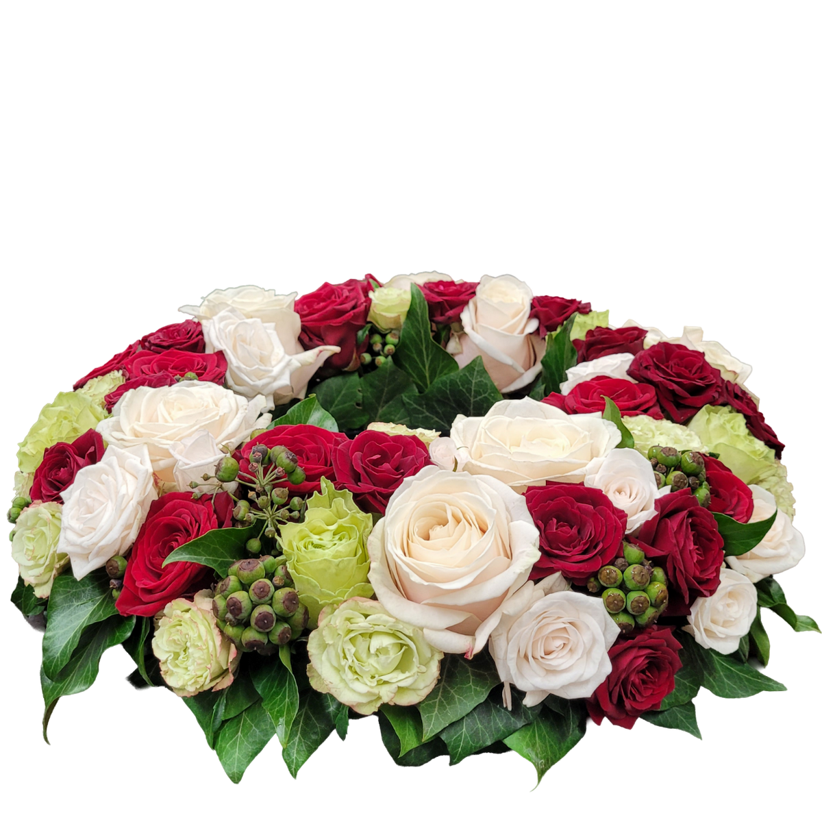 Urnenfusskranz_-_Nur_Rosen_-Rot_Creme_Gruen_