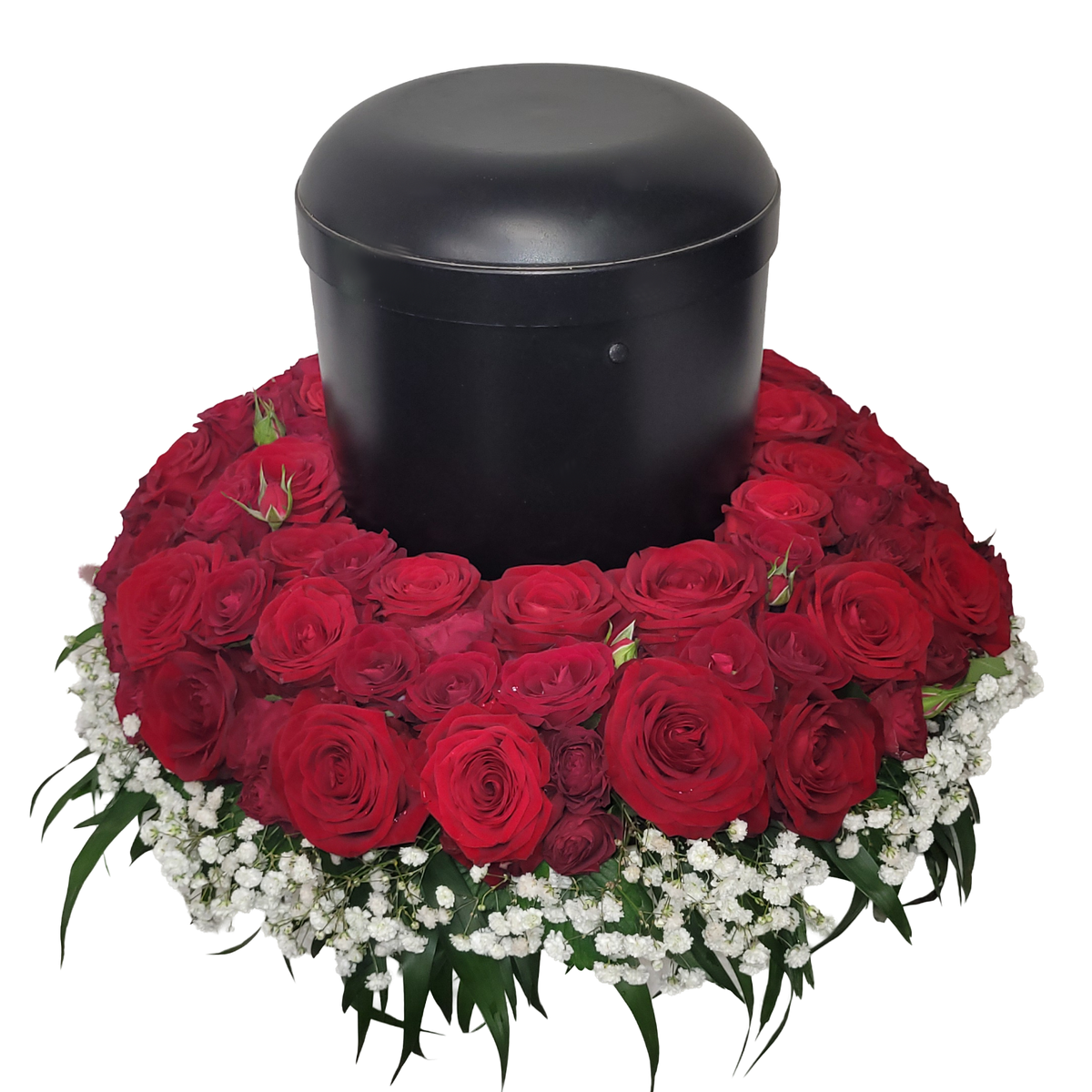 Urnenfusskranz_-_Nur_Rosen_Schleierkraut_rot_Weiss
