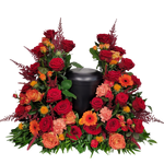 Urnengesteck_Mittig_-_Astilbe_Mehrstieler_Rosen_Edel_Rosen_Chartamus_Astilbe_Nelken_-_Rot_Orange