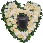 Urnenherz_-_Nelken_Rosen_-_Weiss