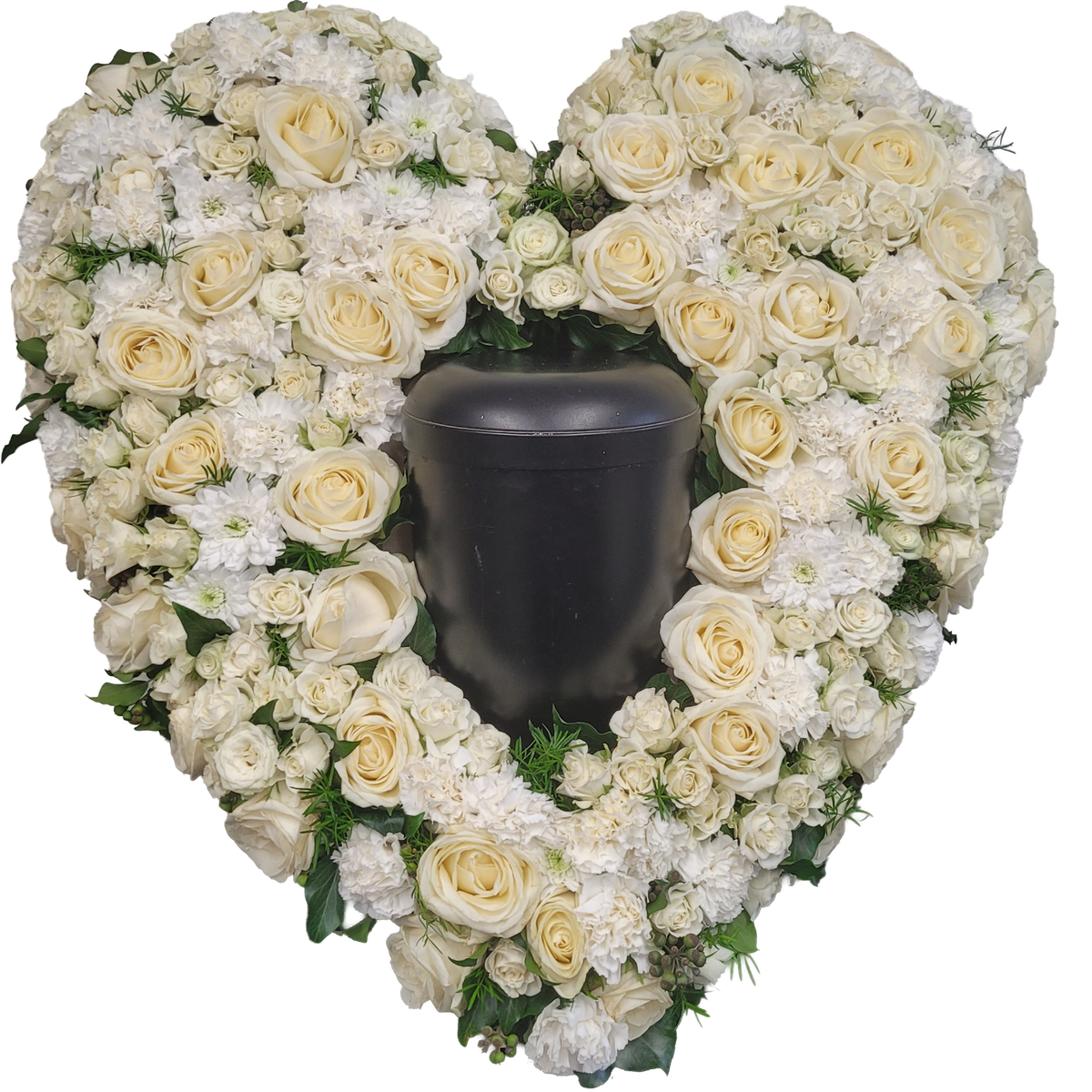 Urnenherz_-_Nelken_Rosen_Chrysanthemen_-_Weiss