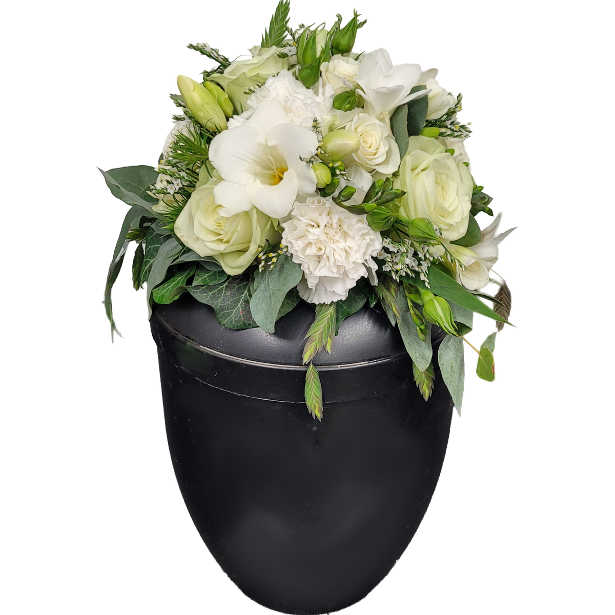 Urnenkrone_-_Nelken_Rosen_Freesien_-_Weiss