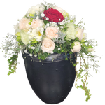 Urnenkrone_-_Rosen_Freesien_weiss_rot_-_mit_einer_roten_Rose