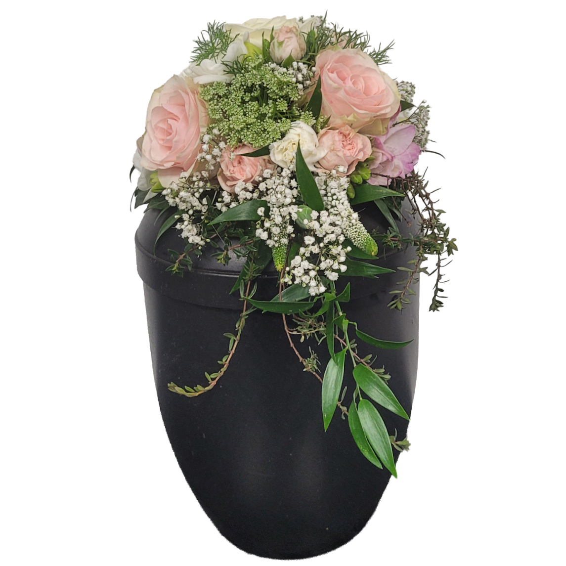 Urnenkrone_-_Rosen_Veronika_Dill_Freesien_-_Lachs_Weiss_-_eine_Seite_Haengend