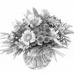 Schwarz-Weiß-Skizze Blumenstrauß